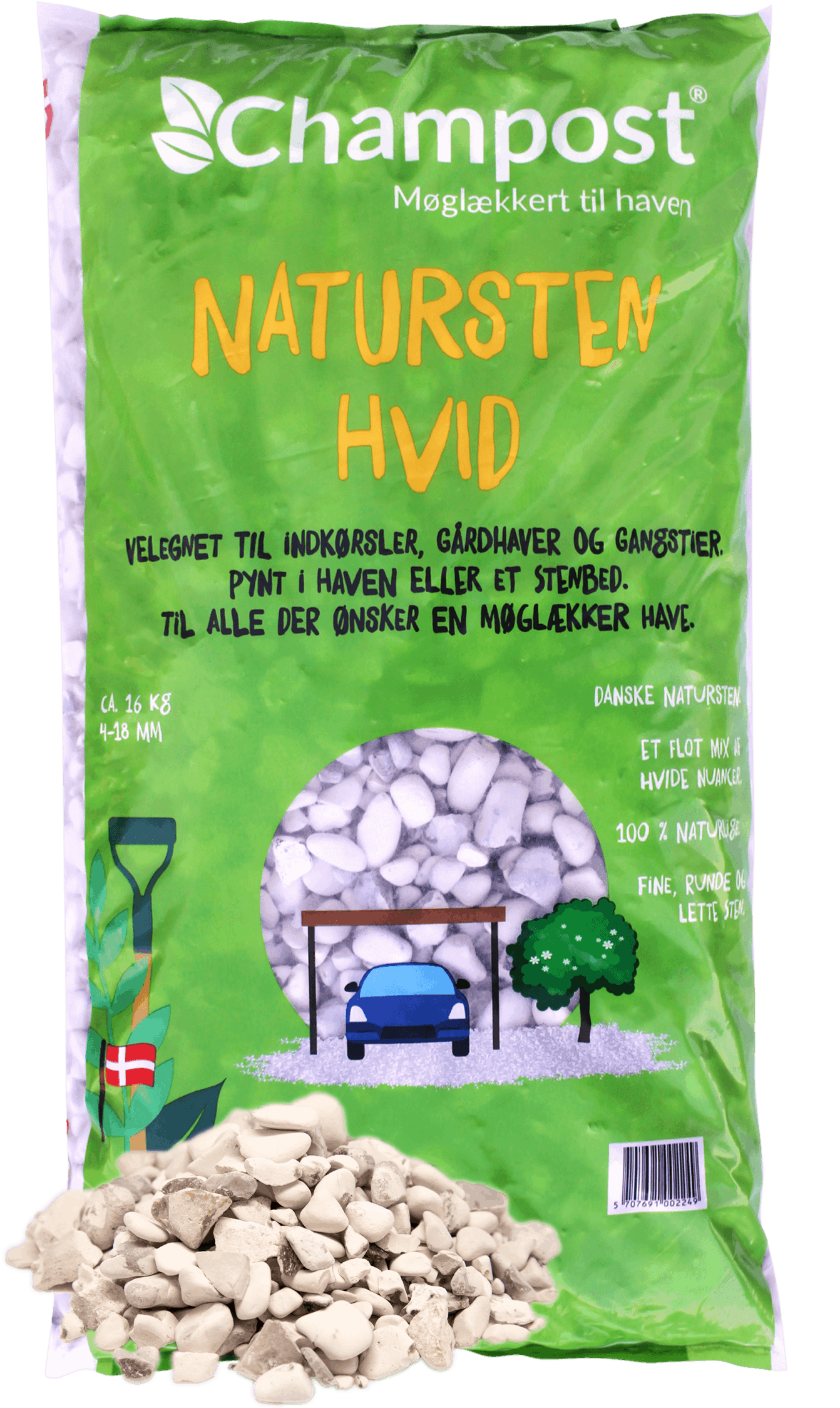 Kirkegårdssten gråmix - flotte til bede og krukker Champost