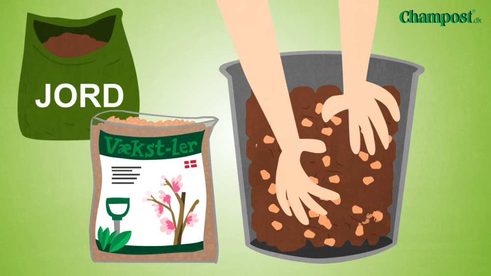 Vækst-ler dræn til krukker