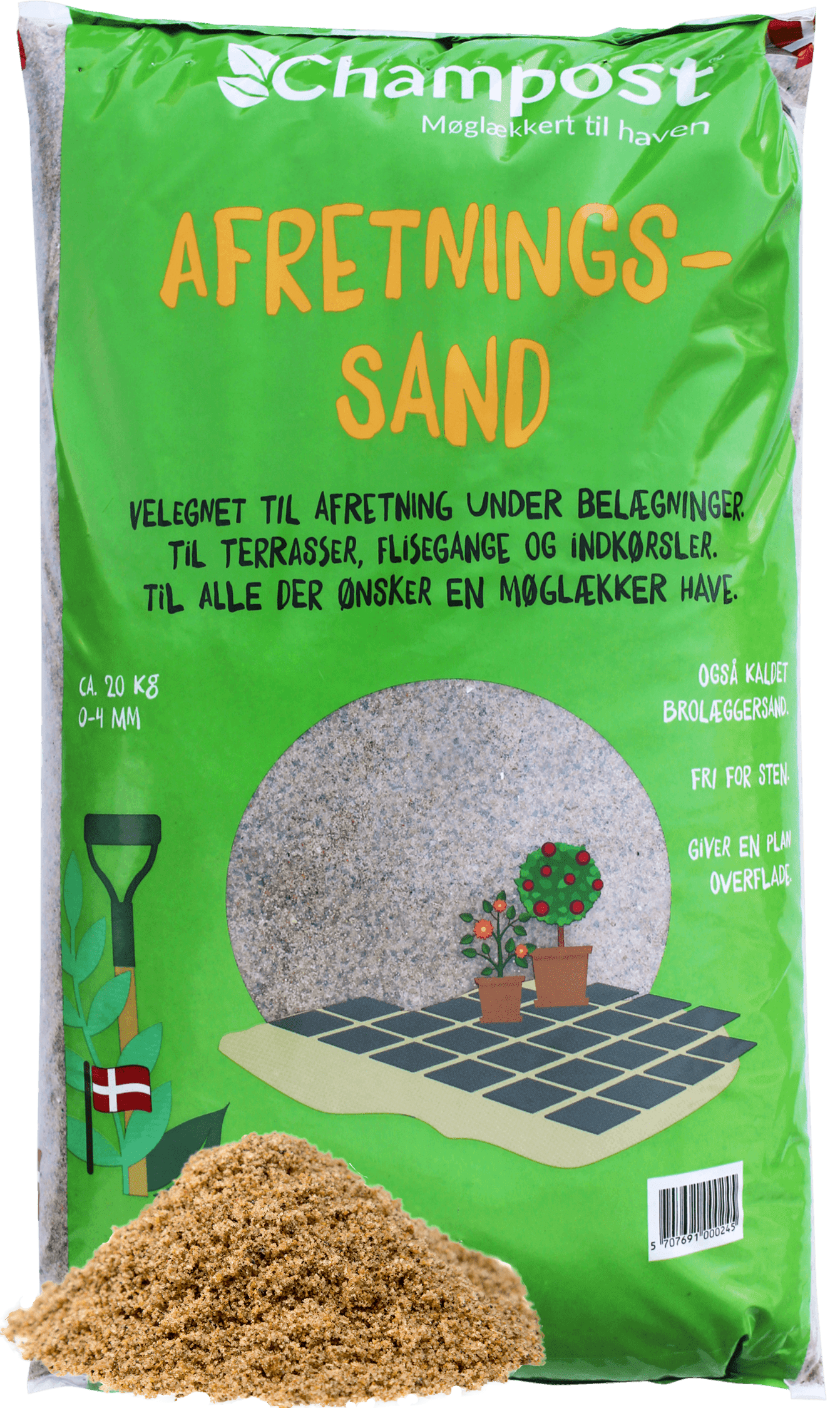 Afretningssand 0-4 mm - Champost.dk