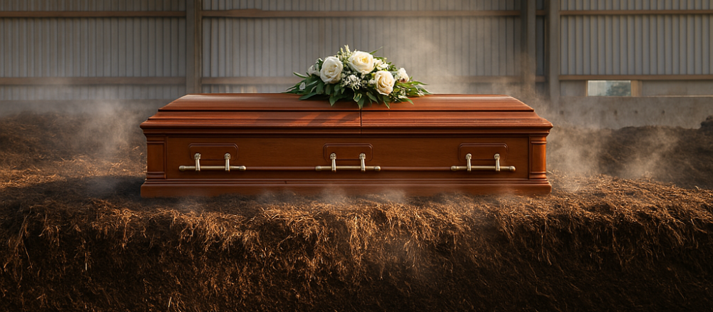 Aprilsnar brun kiste på kompostbunken